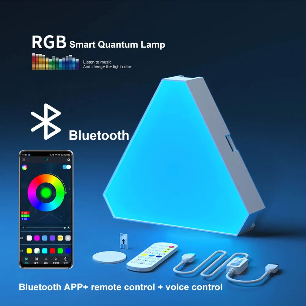 Smart RGB Triangular Wall Lamp – Modular LED Panels with App Control