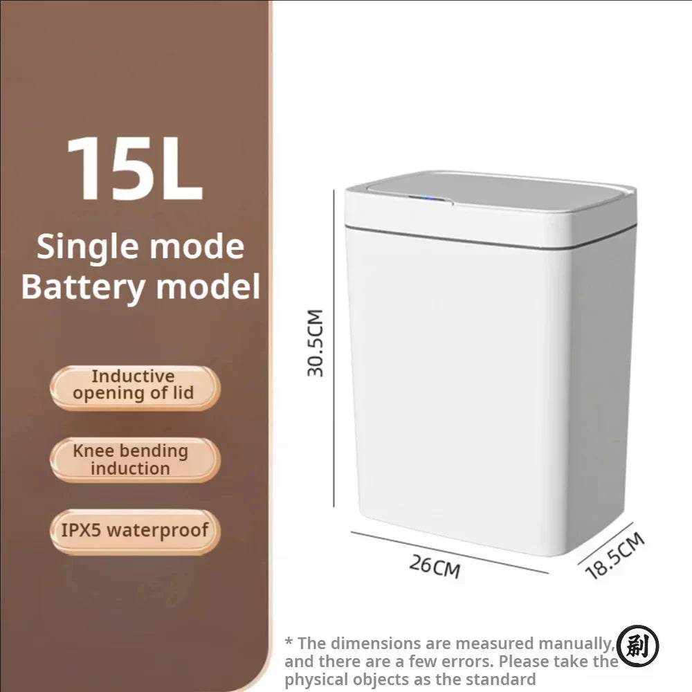 15L Smart Sensor Trash Can – Touchless Auto-Bagging Bin with Motion Sensor Lid