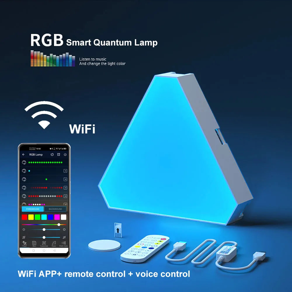 Smart RGB Triangular Wall Lamp – Modular LED Panels with App Control