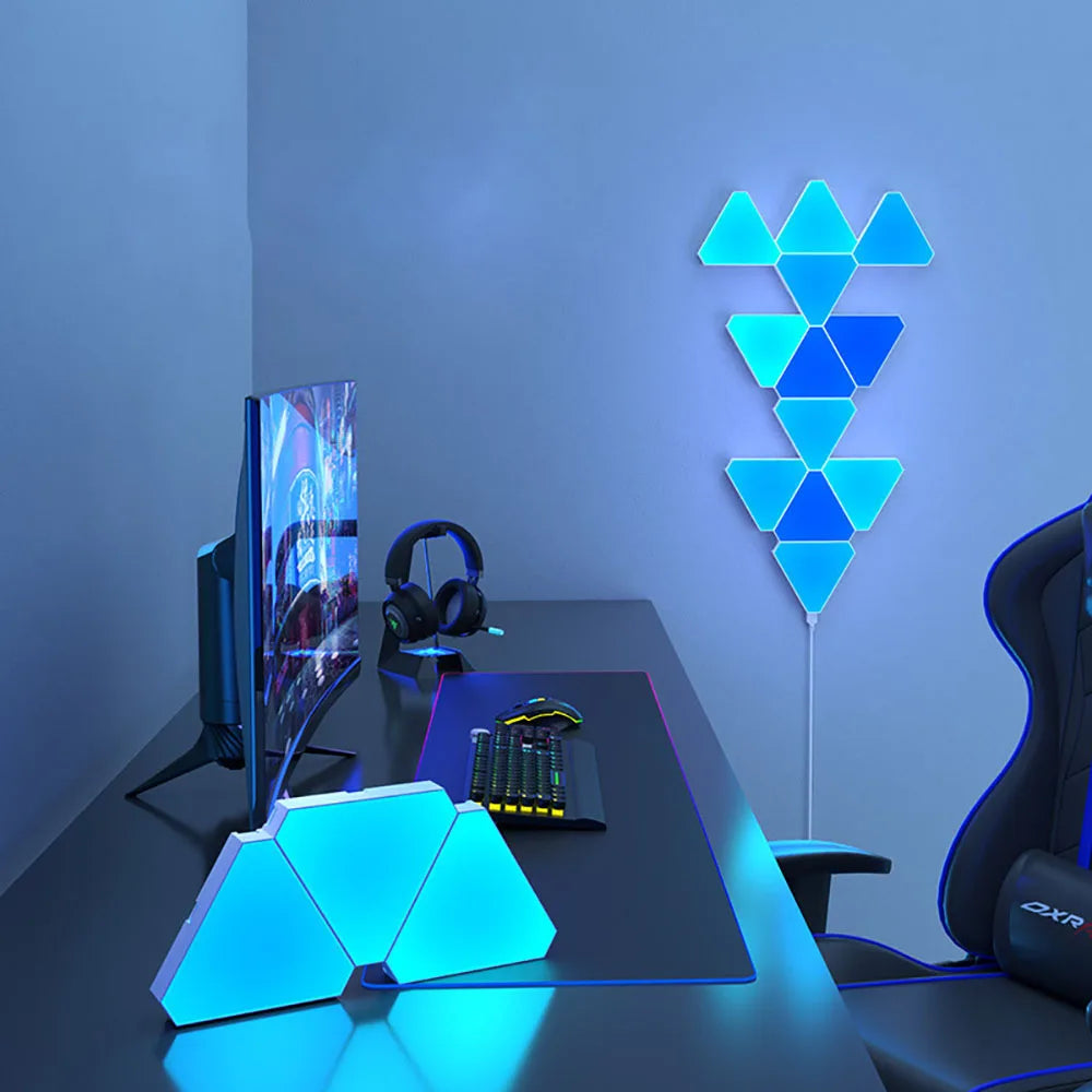 Smart RGB Triangular Wall Lamp – Modular LED Panels with App Control