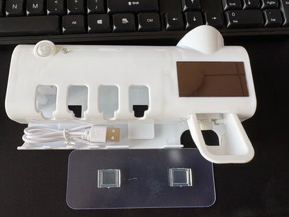 Smart Wall-Mounted Toothbrush Sanitizer – Solar Powered with Auto Toothpaste Dispenser