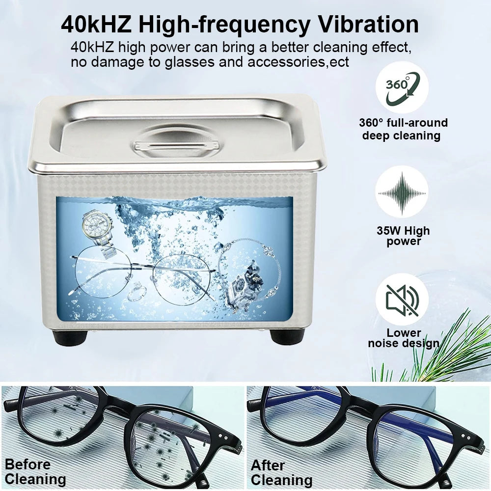Ultrasonic Cleaner – 40KHz Professional Jewelry & Glasses Cleaning Machine