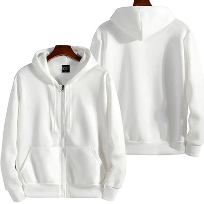 Men's Zip-Up Hoodie — Cotton Blend, Loose Fit
