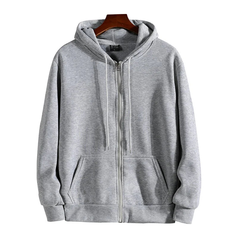 Men's Zip-Up Hoodie — Cotton Blend, Loose Fit