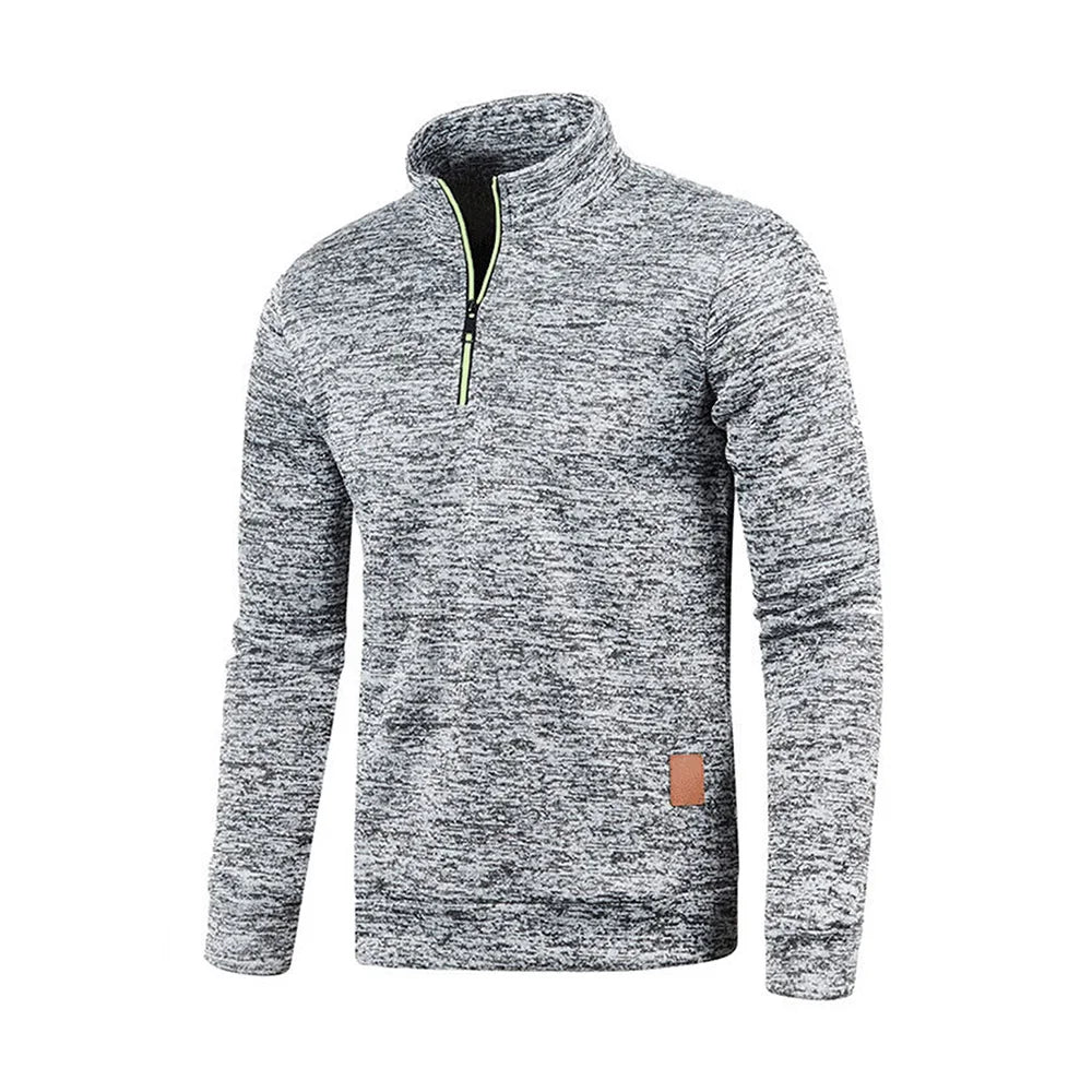 Men's Half-Zip Turtleneck Sweatshirt — Solid Color Pullover