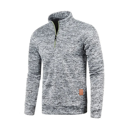 Men's Half-Zip Turtleneck Sweatshirt — Solid Color Pullover