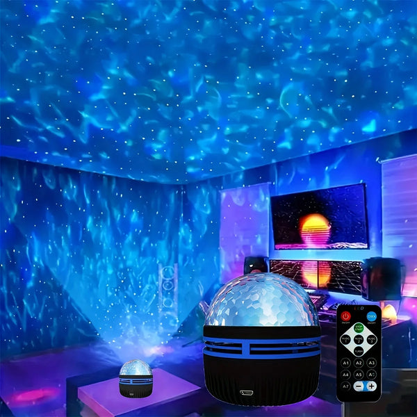 2-in-1 LED Galaxy Projector – Night Light & Ocean Wave Ceiling Projector