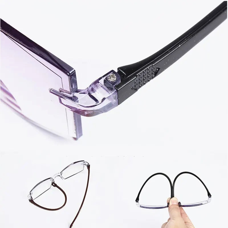 Rimless Bifocal Reading Glasses — Anti-Blue Light, 2 Pairs