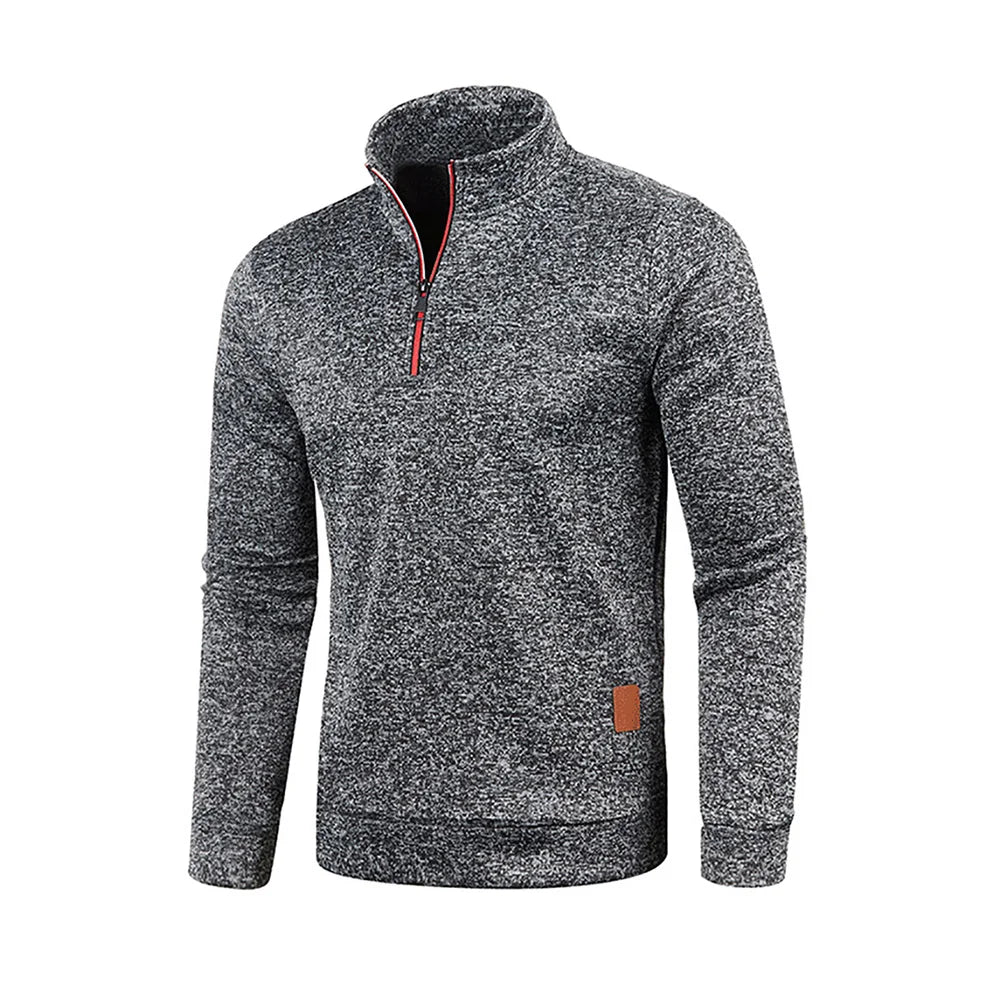 Men's Half-Zip Turtleneck Sweatshirt — Solid Color Pullover