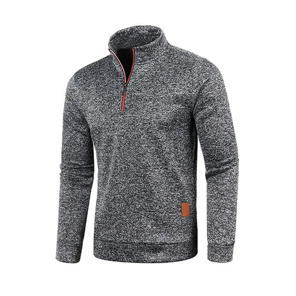 Men's Half-Zip Turtleneck Sweatshirt — Solid Color Pullover