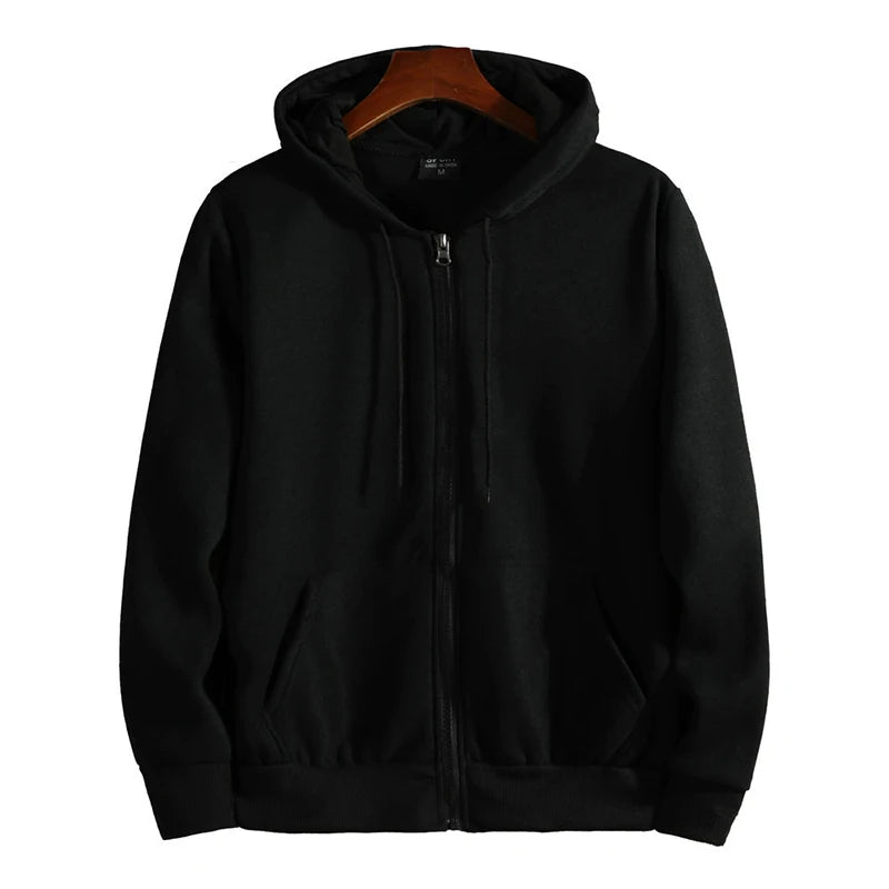 Men's Zip-Up Hoodie — Cotton Blend, Loose Fit