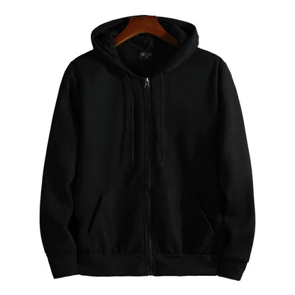 Men's Zip-Up Hoodie — Cotton Blend, Loose Fit