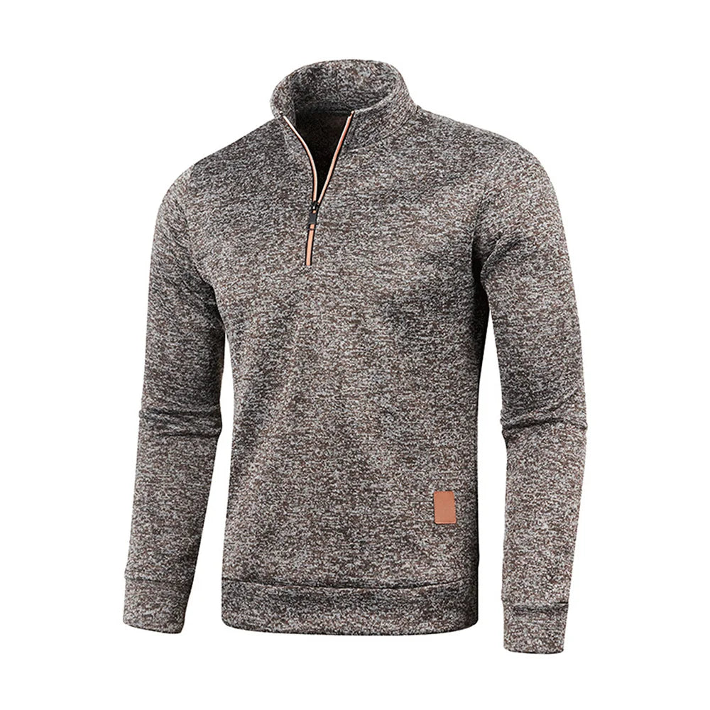 Men's Half-Zip Turtleneck Sweatshirt — Solid Color Pullover