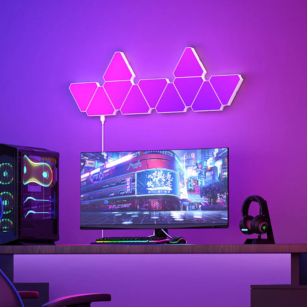 Smart RGB Triangular Wall Lamp – Modular LED Panels with App Control