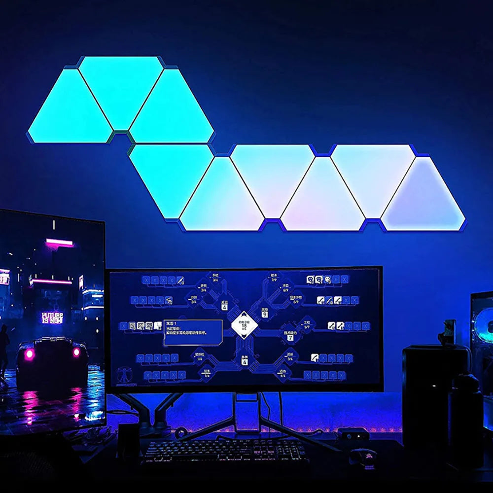 Smart RGB Triangular Wall Lamp – Modular LED Panels with App Control