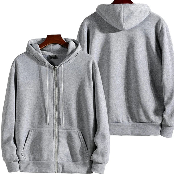 Men's Zip-Up Hoodie — Cotton Blend, Loose Fit