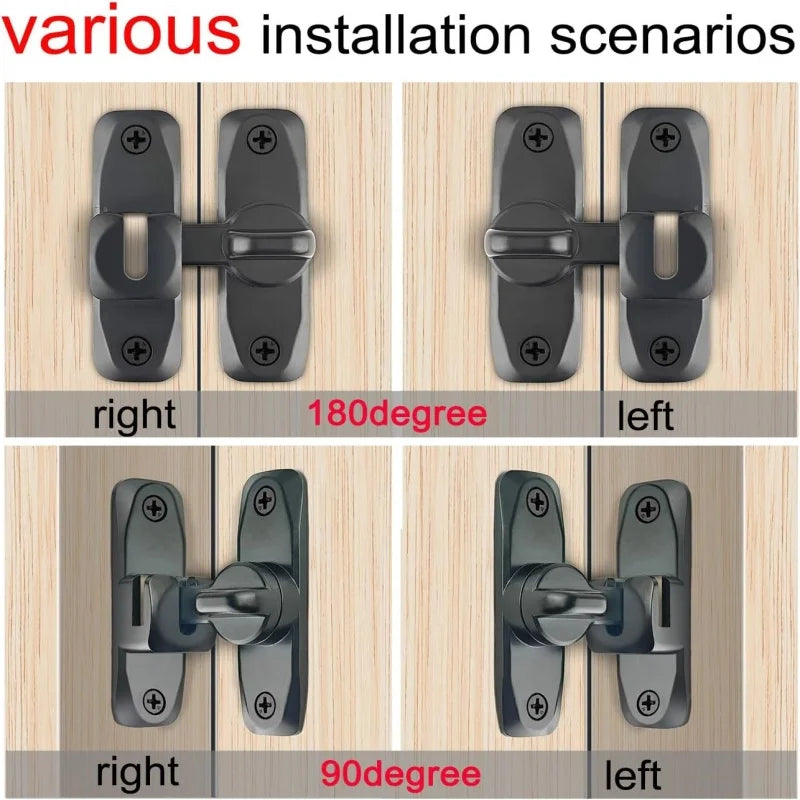 Zinc Alloy Flip Door Latch – 90°/180° Anti-Theft Sliding Door Lock