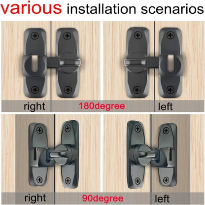 Zinc Alloy Flip Door Latch – 90°/180° Anti-Theft Sliding Door Lock