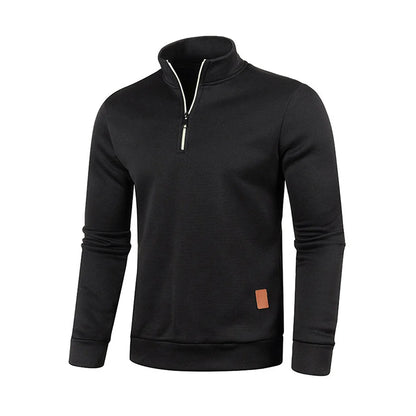 Men's Half-Zip Turtleneck Sweatshirt — Solid Color Pullover