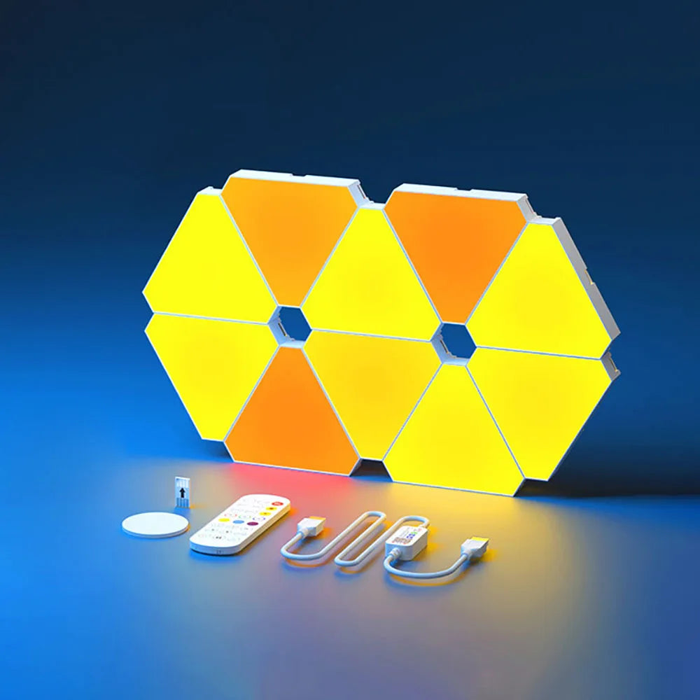 Smart RGB Triangular Wall Lamp – Modular LED Panels with App Control