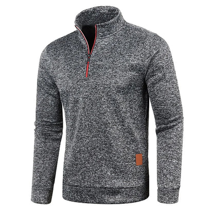 Men's Half-Zip Turtleneck Sweatshirt — Solid Color Pullover