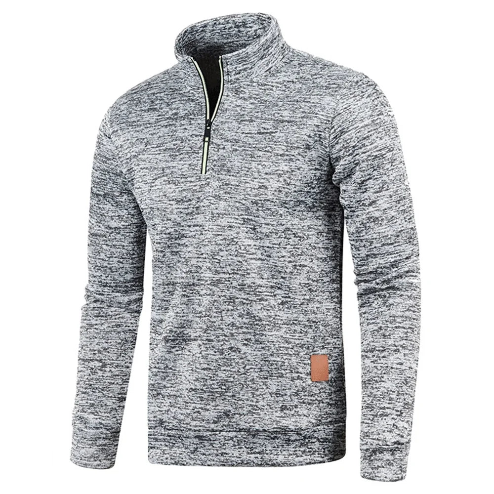 Men's Half-Zip Turtleneck Sweatshirt — Solid Color Pullover