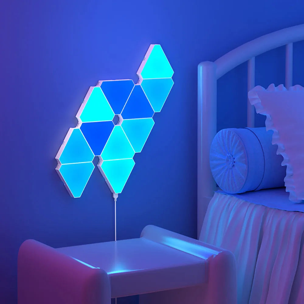 Smart RGB Triangular Wall Lamp – Modular LED Panels with App Control