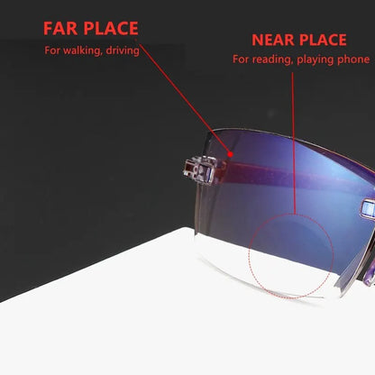 Rimless Bifocal Reading Glasses — Anti-Blue Light, 2 Pairs