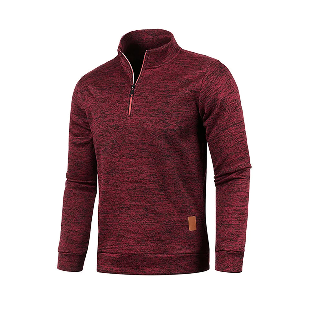 Men's Half-Zip Turtleneck Sweatshirt — Solid Color Pullover