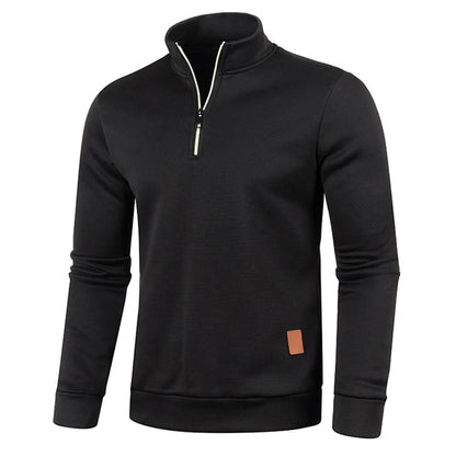 Men's Half-Zip Turtleneck Sweatshirt — Solid Color Pullover