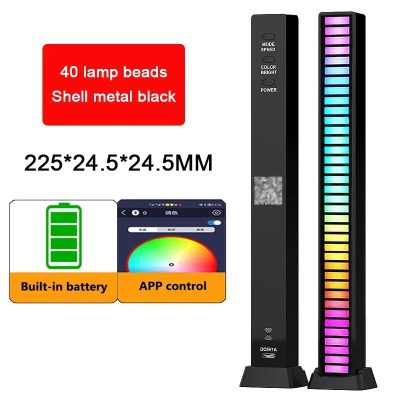 RGB LED Sound-Reactive Light Bar – Music Sync Ambient Lighting