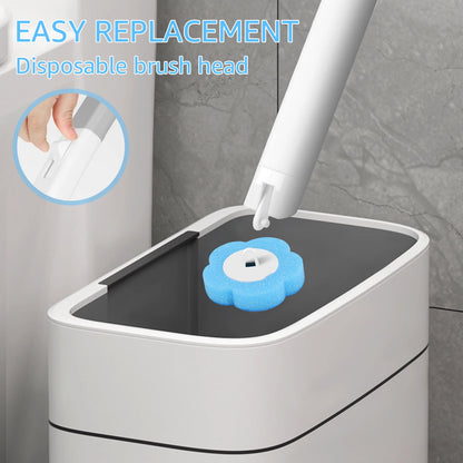 Disposable Toilet Bowl Cleaning Wand Kit Practical Toilet Bowl Brush with Replaceable Brush Head Multi-role Bathroom Accessories