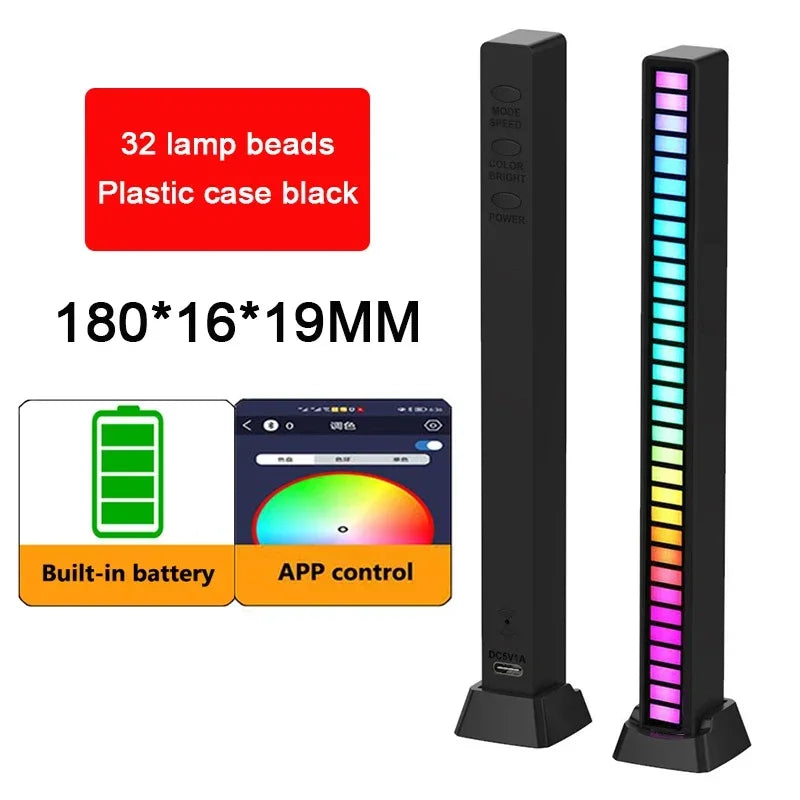 RGB LED Sound-Reactive Light Bar – Music Sync Ambient Lighting