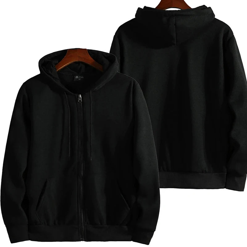 Men's Zip-Up Hoodie — Cotton Blend, Loose Fit