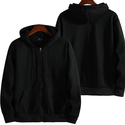 Men's Zip-Up Hoodie — Cotton Blend, Loose Fit