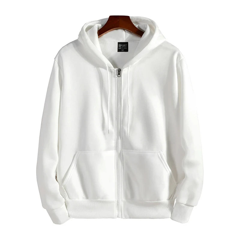 Men's Zip-Up Hoodie — Cotton Blend, Loose Fit