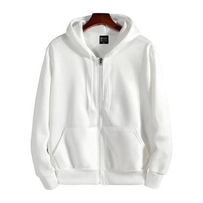 Men's Zip-Up Hoodie — Cotton Blend, Loose Fit