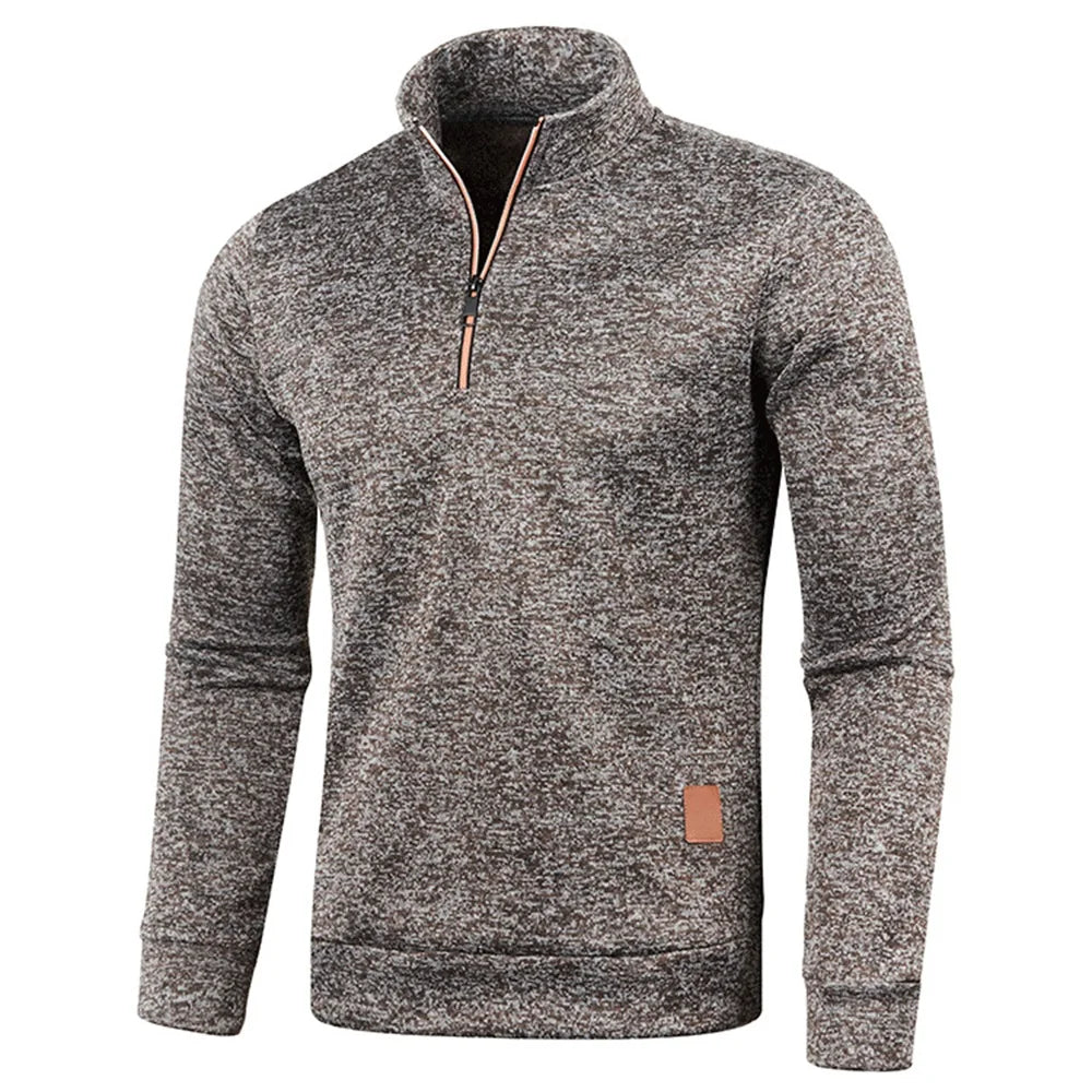 Men's Half-Zip Turtleneck Sweatshirt — Solid Color Pullover