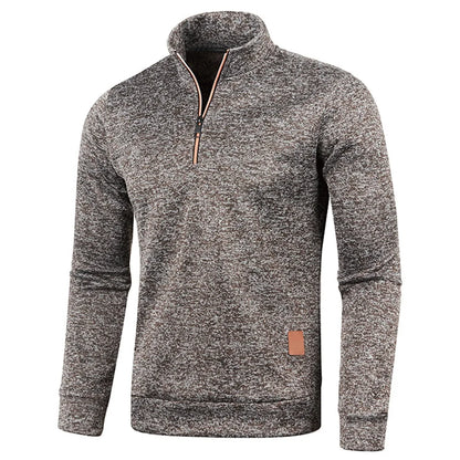 Men's Half-Zip Turtleneck Sweatshirt — Solid Color Pullover