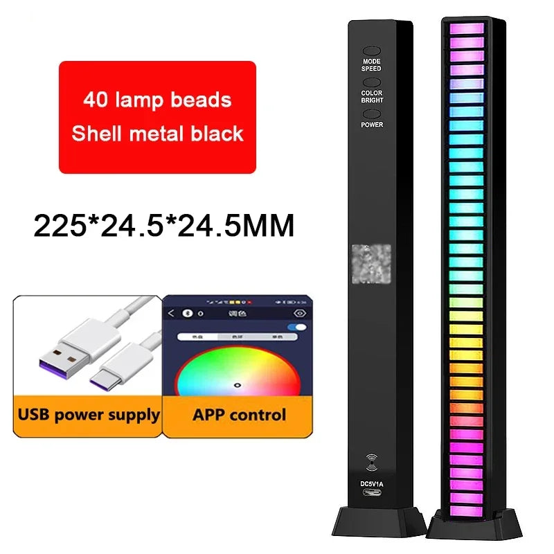 RGB LED Sound-Reactive Light Bar – Music Sync Ambient Lighting